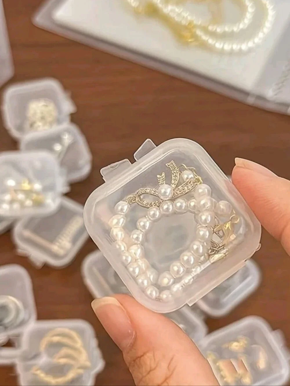 Set of 5 Clear Square Plastic Storage Boxes